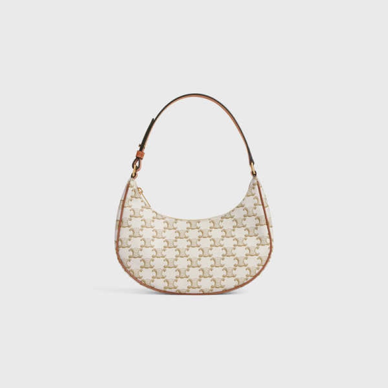 White Celine Bag in Triomphe Canvas and calfskin Ava | CL-593104