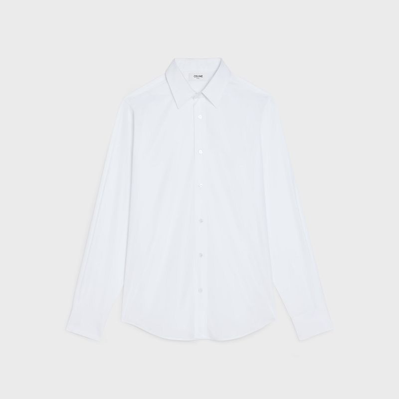 White Celine LOOSE IN COTTON POPLIN Shirts | CL-592178