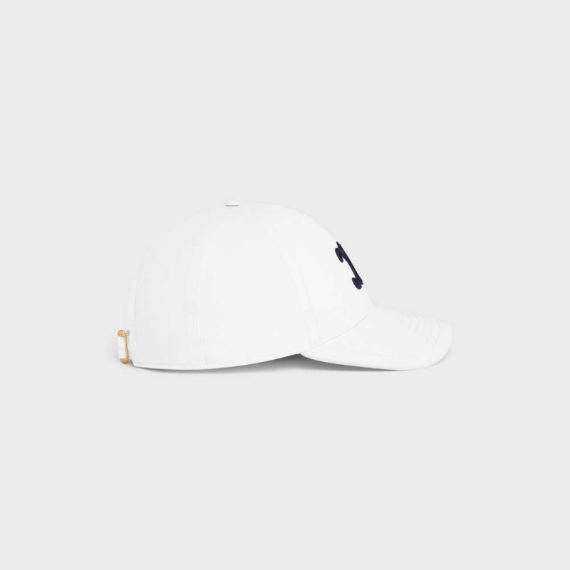 White Celine TRIOMPHE BASEBALL IN COTTON Cap | CL-592358