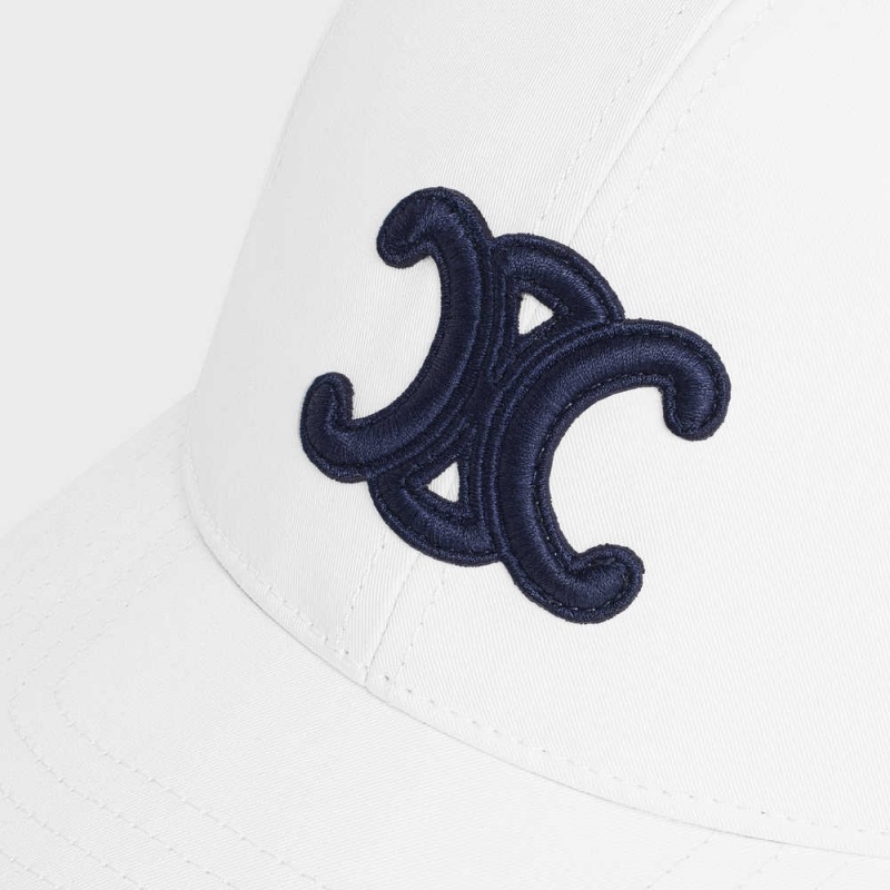 White Celine TRIOMPHE BASEBALL IN COTTON Cap | CL-592358