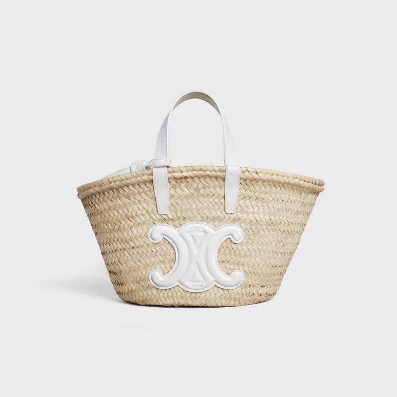 White Celine Teen Triomphe Classic in Palm leaves and Calfskin Panier | CL-593070