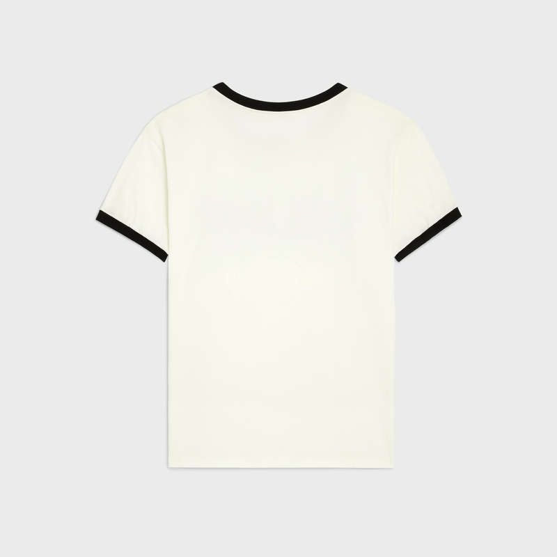 dirty white/ black Celine LOOSE IN COTTON JERSEY T-shirts | CL-592125