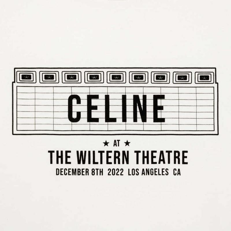 dirty white/ black Celine wiltern in cotton jersey T-shirts | CL-592773