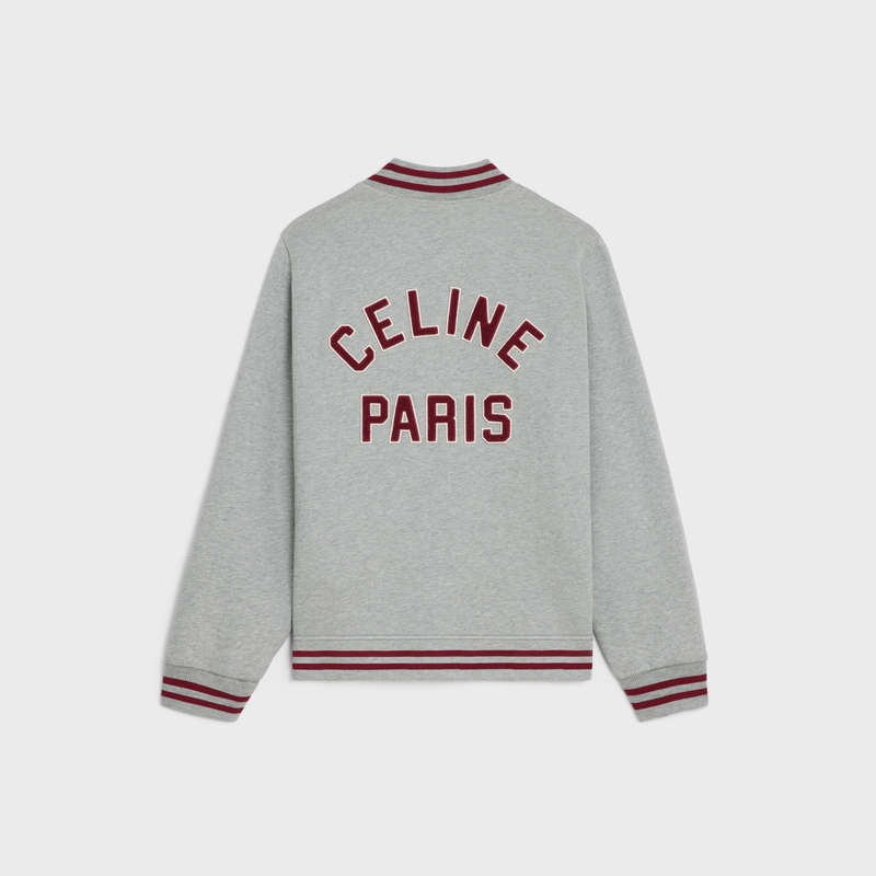 grey melange/ red grape/ off w Celine teddy college in cotton fleece Sweatshirts | CL-592117