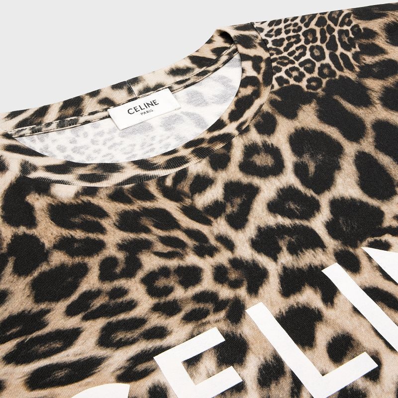 leopard / offwhite Celine LOOSE IN COTTON JERSEY T-shirts | CL-592135