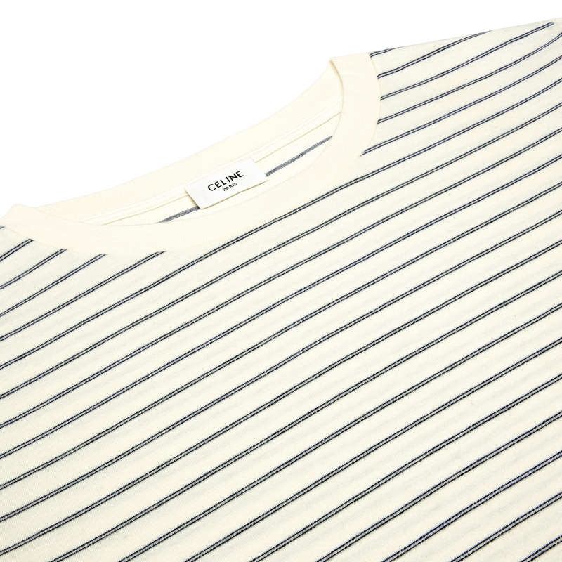 white / grey / black Celine regular triomphe in striped jersey T-shirts | CL-592128